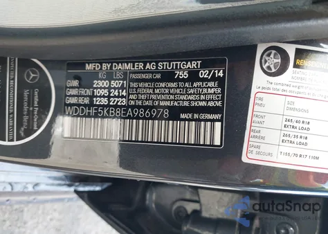 2014 Mercedes-Benz E 350 из США, поврежденный, VIN WDDHF5KB8EA986978